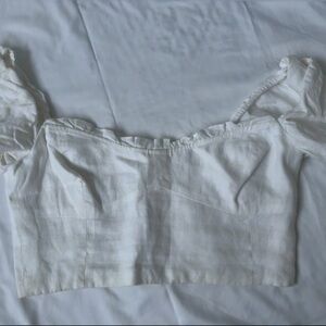 Aritzia White Off-Shoulder Crop Top